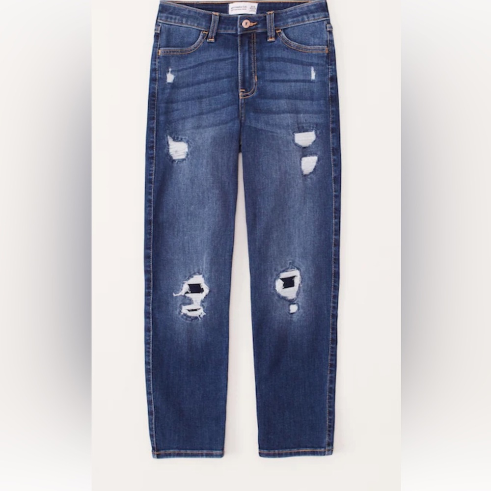 Abercrombie and kids high rise mini mom jeans slim 11/12